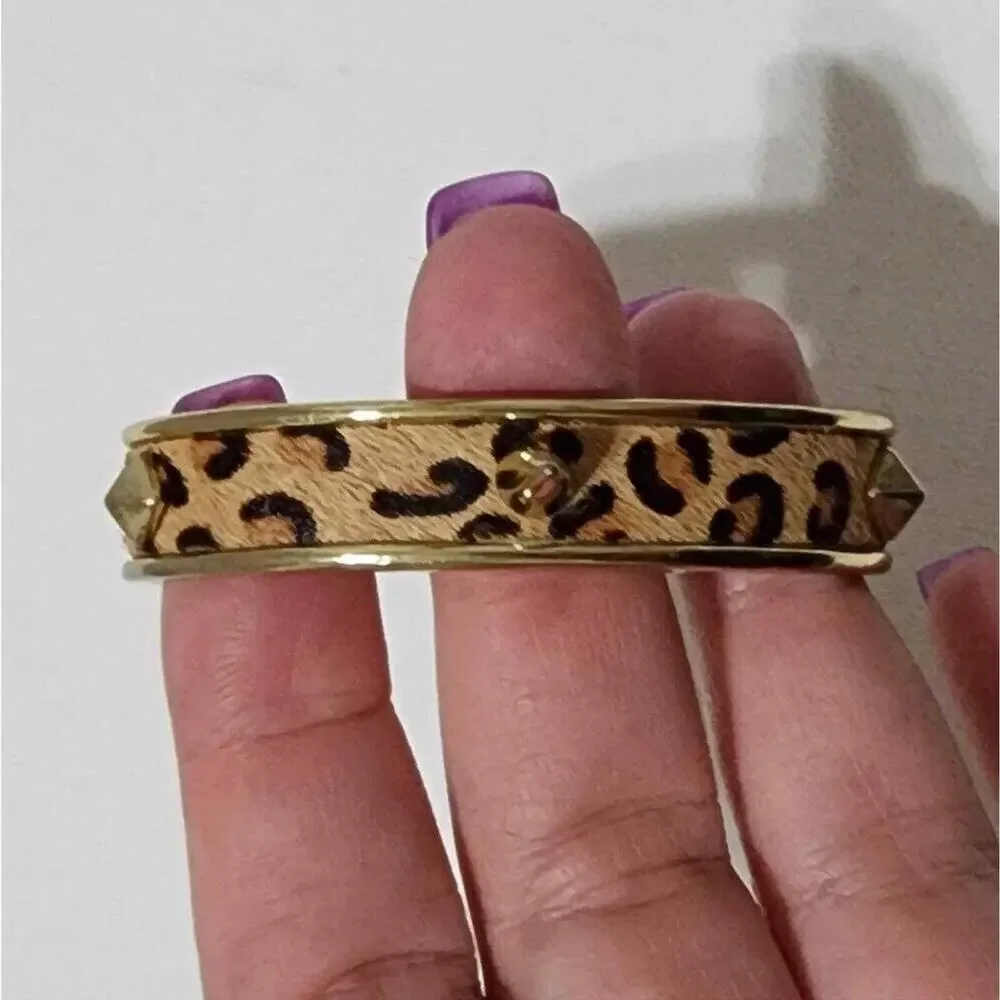 TRreska leopard print studded cuff bracelet new!!!